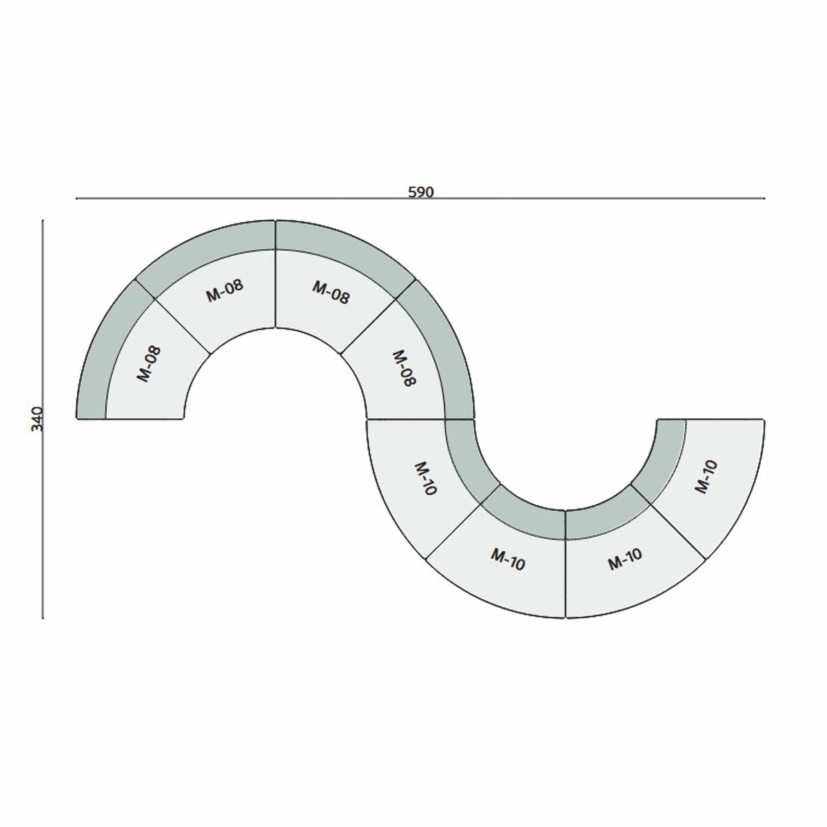 Casa Padrino divano di lusso grigio 590 cm - Divano curvo modulare da 8 pezzi - Mobili per hotel Casa Padrino divano di lusso grigio 590 cm - Divano curvo modulare da 8 pezzi - Mobili per hotel