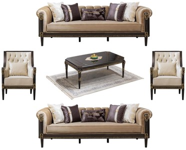 Casa Padrino Luxury Baroque Living Room Furniture Set Light Brown