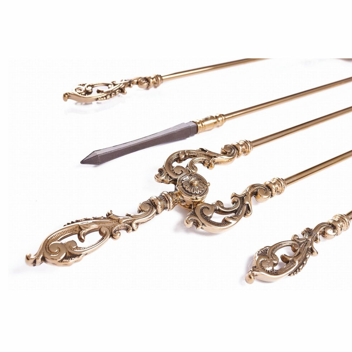 Casa Padrino posate da camino barocco con supporto oro A. 78 cm - Accessori da camino