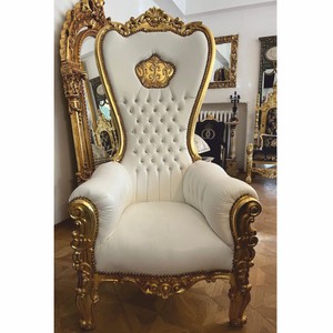 Casa Padrino baroque faux leather throne armchair and rhinestones