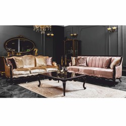 Casa Padrino Luxury Baroque Sofa Gold / Dark Brown 225 cm