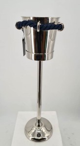 Casa Padrino Luxus Weinkühler mit Ständer Silber / Dunkelblau - Champagnerkühler