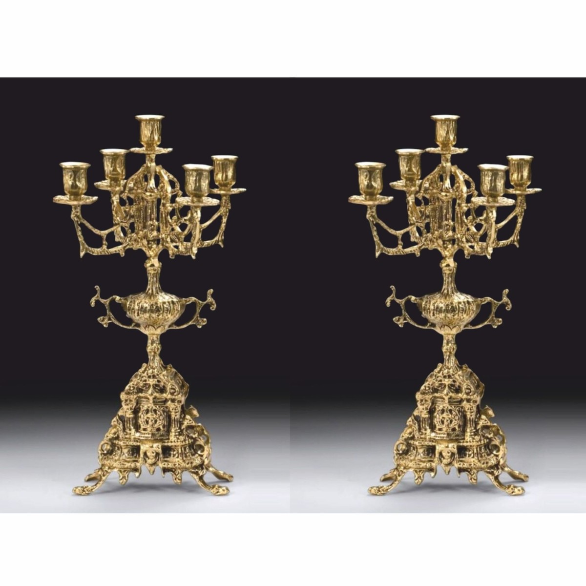 Casa Padrino ensemble de porte bougies baroque de luxe or Ø 25 x H. 44 cm - Décoration baroque Casa Padrino ensemble de porte bougies baroque de luxe or Ø 25 x H. 44 cm - Décoration baroque