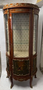 Casa Padrino Barock Vitrine mit Glastür Braun H. 175 cm - Barockstil Möbel