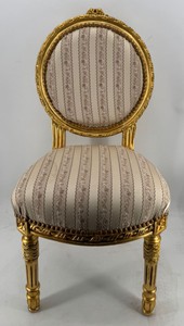 Casa Padrino Barock Esszimmer Stuhl mit Streifen Gold - Prunkvolle Barockstil Möbel