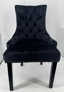 Casa Padrino Luxus Samt Esszimmer Stuhl Schwarz H. 100 cm - Esszimmer Möbel