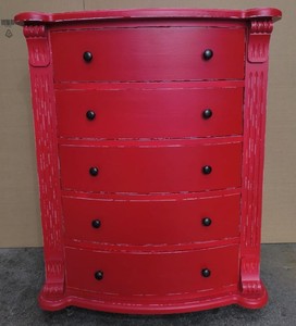 Casa Padrino Landhausstil Kommode mit 5 Schubladen Antik Rot H. 100 cm