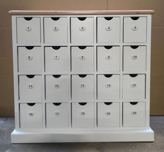 Casa Padrino Landhausstil Apothekerkommode mit 20 Schubladen Weiß / Braun 105 cm