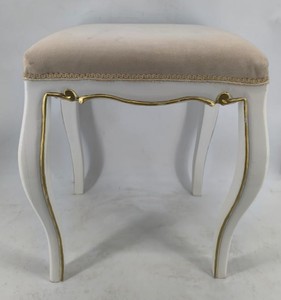 Casa Padrino Luxus Barock Hocker Grau / Weiß / Gold - Prunkvolle Barock Möbel
