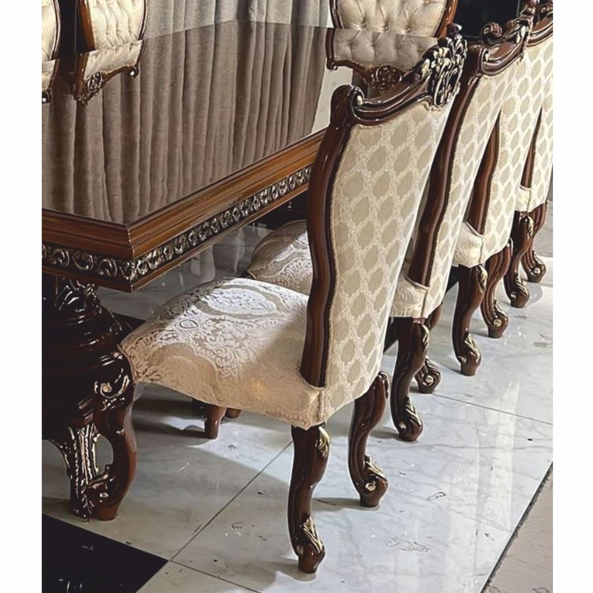 Casa Padrino Silla de Comedor Barroco de Lujo Oro / Marrón / Oro - Muebles Barrocos Casa Padrino Silla de Comedor Barroco de Lujo Oro / Marrón / Oro - Muebles Barrocos