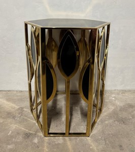 Casa Padrino Luxus Beistelltisch Gold / Schwarz H. 65,5 cm - Luxus Möbel