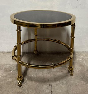 Casa Padrino Luxus Beistelltisch mit Glasplatte Gold / Schwarz H. 40 cm - Luxus Möbel