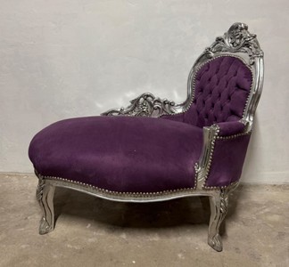 Casa Padrino Barock Kinder Chaiselongue Lila / Silber - Barock Kinderzimmer Möbel