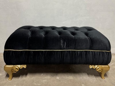 Casa Padrino Luxus Barock Sitzbank Schwarz / Gold 100 cm - Barock Möbel