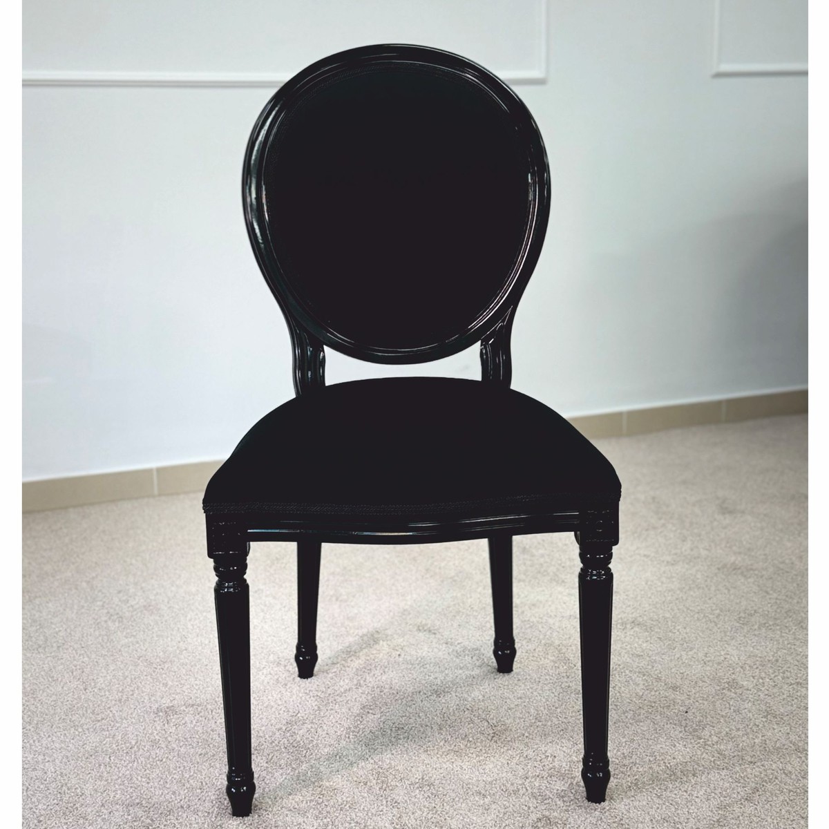 Casa Padrino Silla de Comedor Barroco de Lujo Negro Al. 98 cm - Muebles de Estilo Barrocos Casa Padrino Silla de Comedor Barroco de Lujo Negro Al. 98 cm - Muebles de Estilo Barrocos