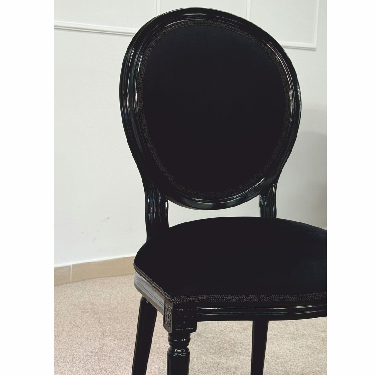 Casa Padrino Silla de Comedor Barroco de Lujo Negro Al. 98 cm - Muebles de Estilo Barrocos Casa Padrino Silla de Comedor Barroco de Lujo Negro Al. 98 cm - Muebles de Estilo Barrocos