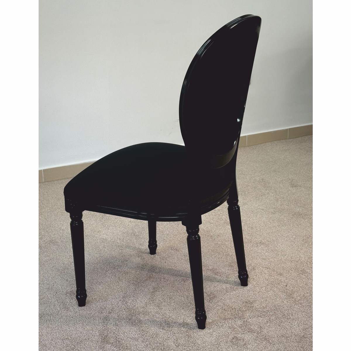 Casa Padrino Silla de Comedor Barroco de Lujo Negro Al. 98 cm - Muebles de Estilo Barrocos Casa Padrino Silla de Comedor Barroco de Lujo Negro Al. 98 cm - Muebles de Estilo Barrocos