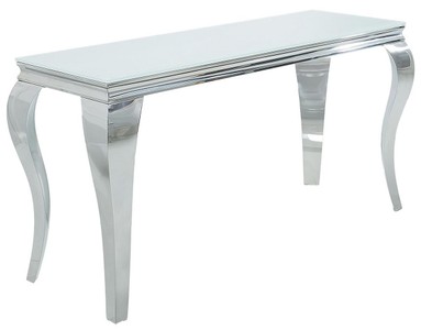 Casa Padrino Barock Edelstahl Konsole mit Glasplatte Silber 140 cm - Barock Möbel