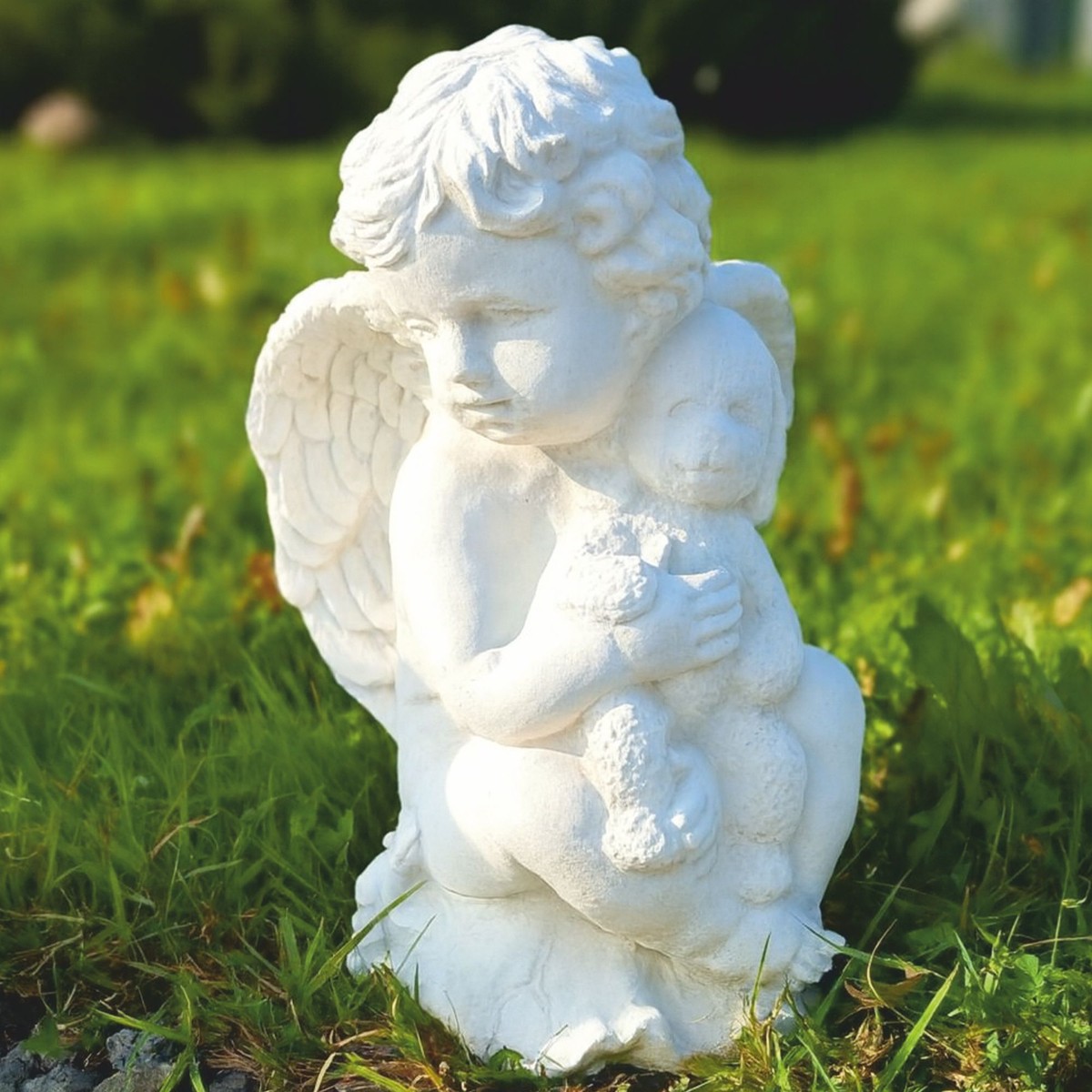 Casa Padrino Art Nouveau Garden Decoration Sculpture Angel White H. 36 cm - Garden Figure Casa Padrino Art Nouveau Garden Decoration Sculpture Angel White H. 36 cm - Garden Figure