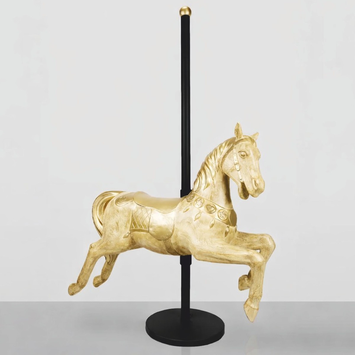 Casa Padrino carrusel infantil decorativo de lujo con caballo oro / negro 150 x Al. 200 cm Casa Padrino carrusel infantil decorativo de lujo con caballo oro / negro 150 x Al. 200 cm