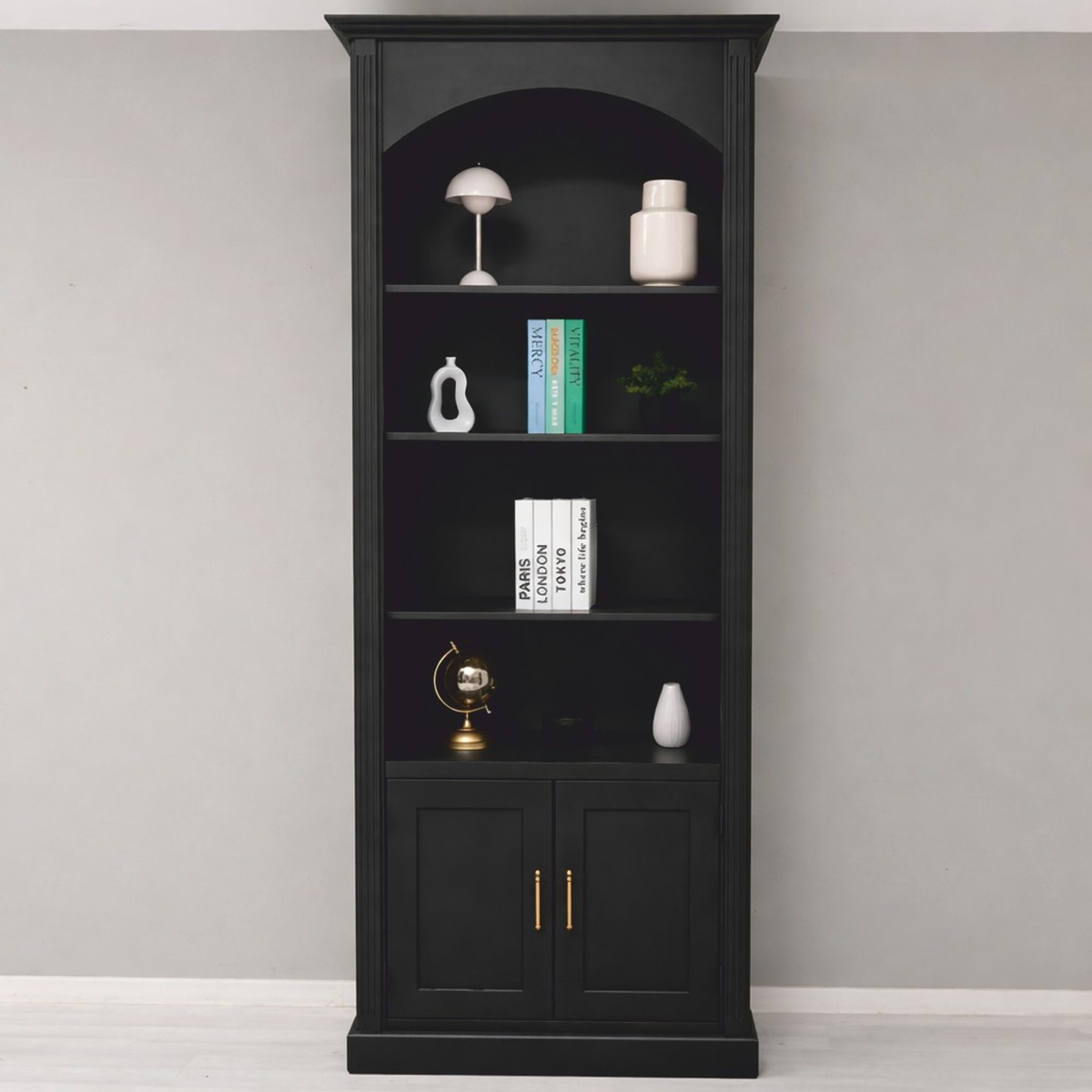 Landhausstil Massivholz Schrank Bücherschrank Regalschrank Schwarz Landhausstil Massivholz Schrank Bücherschrank Regalschrank Schwarz