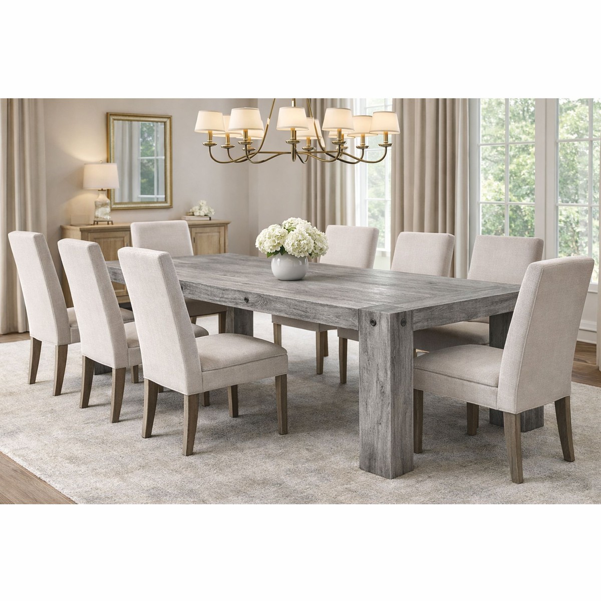 Rechteckiger Landhausstil Massivholz Esstisch Grau Rechteckiger Landhausstil Massivholz Esstisch Grau