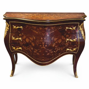 Casa Padrino Barock Kommode mit 3 Schubladen Braun Intarsien / Gold 125 cm