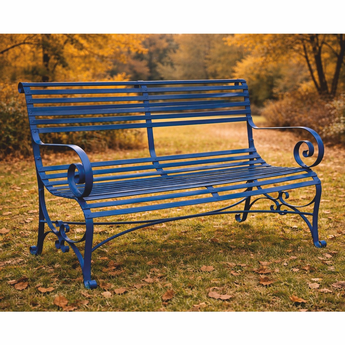 Handgeschmiedete Jugendstil Schmiedeeisen Gartenbank Blau Handgeschmiedete Jugendstil Schmiedeeisen Gartenbank Blau