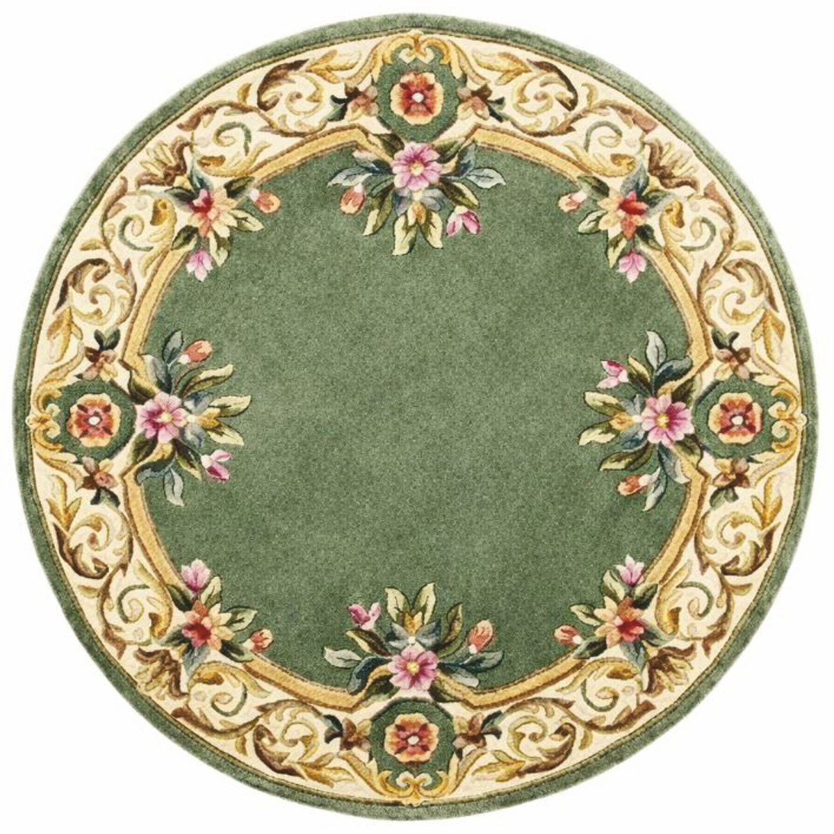 Casa Padrino Luxury Baroque Living Room Carpet Green / Cream / Multicolored - Various Sizes | Casa Padrino
