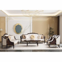 Casa Padrino Luxury Baroque Sofa Natural / Dark Brown / Gold 255