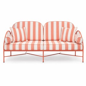 Casa Padrino canapé de luxe en fer forgé rose / blanc 240 cm - Canapé hôtel et jardin