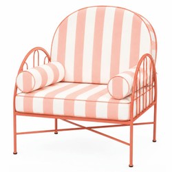 Casa Padrino Fauteuil de Luxe en Fer Forgé Rose / Blanc - Fauteuil Hôtel et Jardin