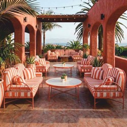 Casa Padrino Fauteuil de Luxe en Fer Forgé Rose / Blanc - Fauteuil Hôtel et Jardin