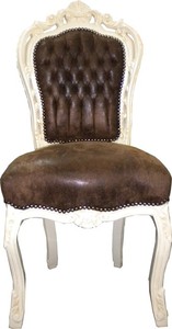 4250427847498 - Barock Esszimmer Stuhl Braun   Creme Lederoptik