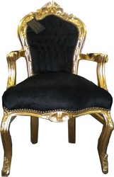 4250427845166 - Barock Esszimmerstuhl Schwarz   Gold mit Armlehnen - MÃ¶bel Antik Stil