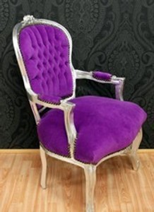4250427845289 - Barock Salon Stuhl Lila   Silber