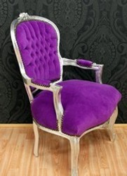 4250427845289 - Barock Salon Stuhl Lila   Silber