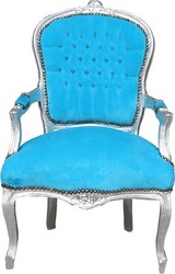 4250427844602 - Barock Salon Stuhl Türkis Silber 4250427844602 - Barock Salon Stuhl Türkis Silber