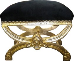 4250427864587 - Barock Sitzhocker Kreuzhocker Schwarz Gold 4250427864587 - Barock Sitzhocker Kreuzhocker Schwarz Gold