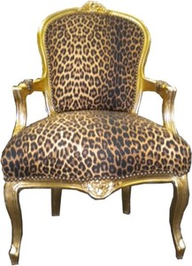 4250427845296 - Barock Salon Stuhl Leopard   Gold - Antik Stil MÃ¶bel