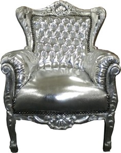 4250427833002 - Barock Kinder Sessel Silber Silber - Tron