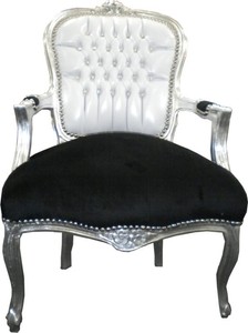 4250427860770 - Barock Salon Stuhl Weiß Schwarz Bling Bling 4250427860770 - Barock Salon Stuhl Weiß Schwarz Bling Bling