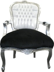 4250427860770 - Barock Salon Stuhl Weiß Schwarz Bling Bling 4250427860770 - Barock Salon Stuhl Weiß Schwarz Bling Bling
