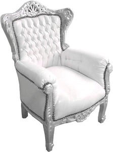4250427833057 - Barock Kinder Sessel WeiÃ Silber - Thron