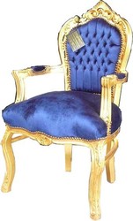 4250427845319 - Barock Esszimmerstuhl Royalblau   Gold mit Armlehnen - Stuhl - Barockstuhl - MÃ¶bel