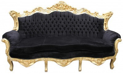 4250427838724 - Barock Sofa Garnitur King Schwarz   Gold