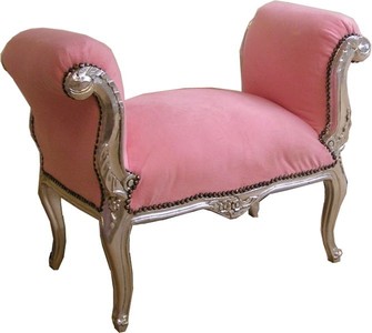 4250427849157 - Barock Schemel Hocker Rosa   Silber - Sitzbank