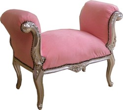4250427849157 - Barock Schemel Hocker Rosa   Silber - Sitzbank