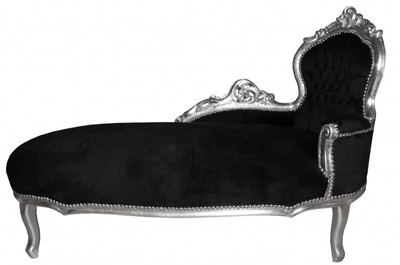 4250427835150 - Barock Chaiselongue King Schwarz Silber- Antik MÃ¶bel