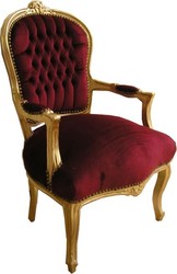 4250427845364 - Barock Salon Stuhl Bordeaux   Gold - MÃ¶bel